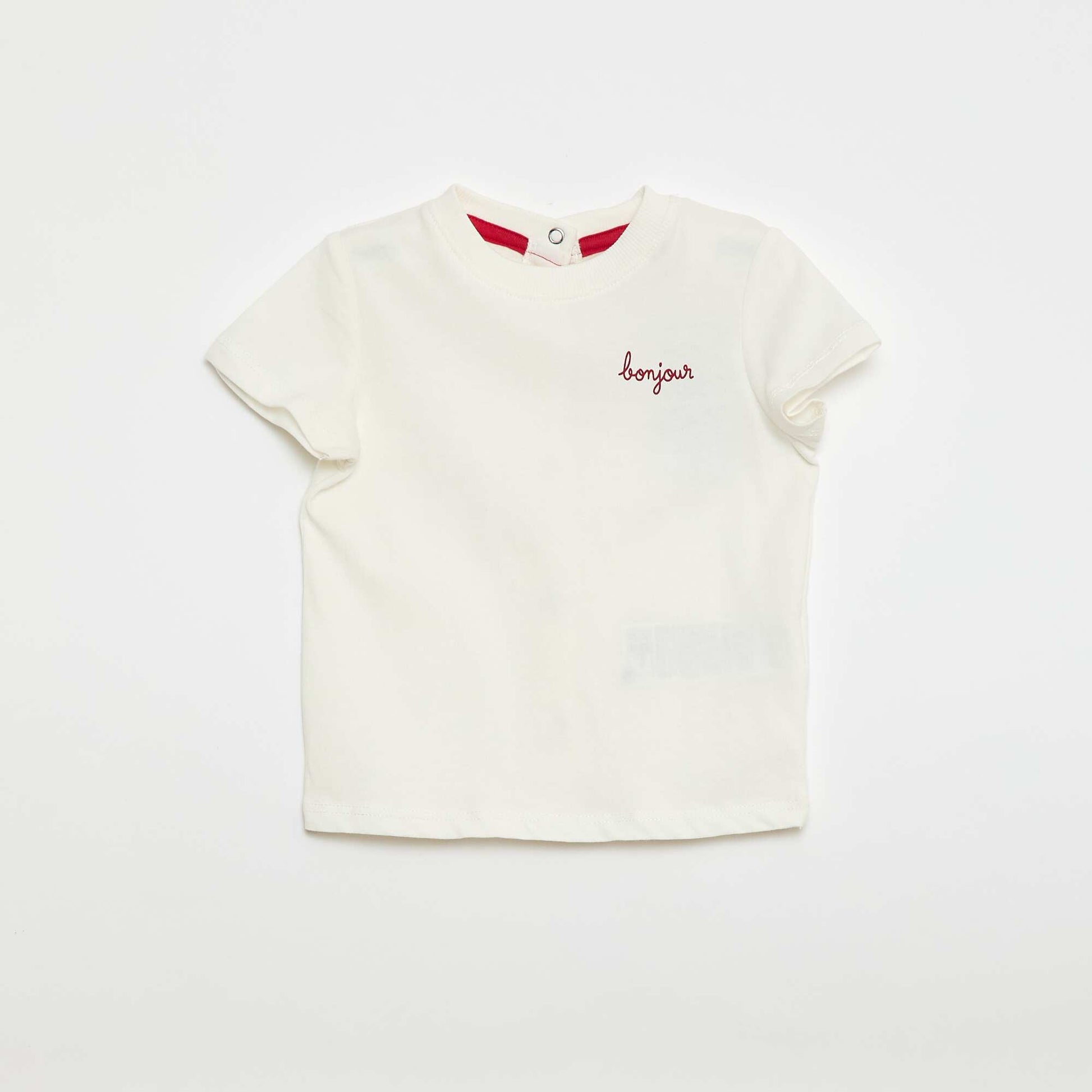 Tee-shirt à message 'bonjour' BLANC