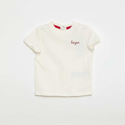 Tee-shirt à message 'bonjour' BLANC