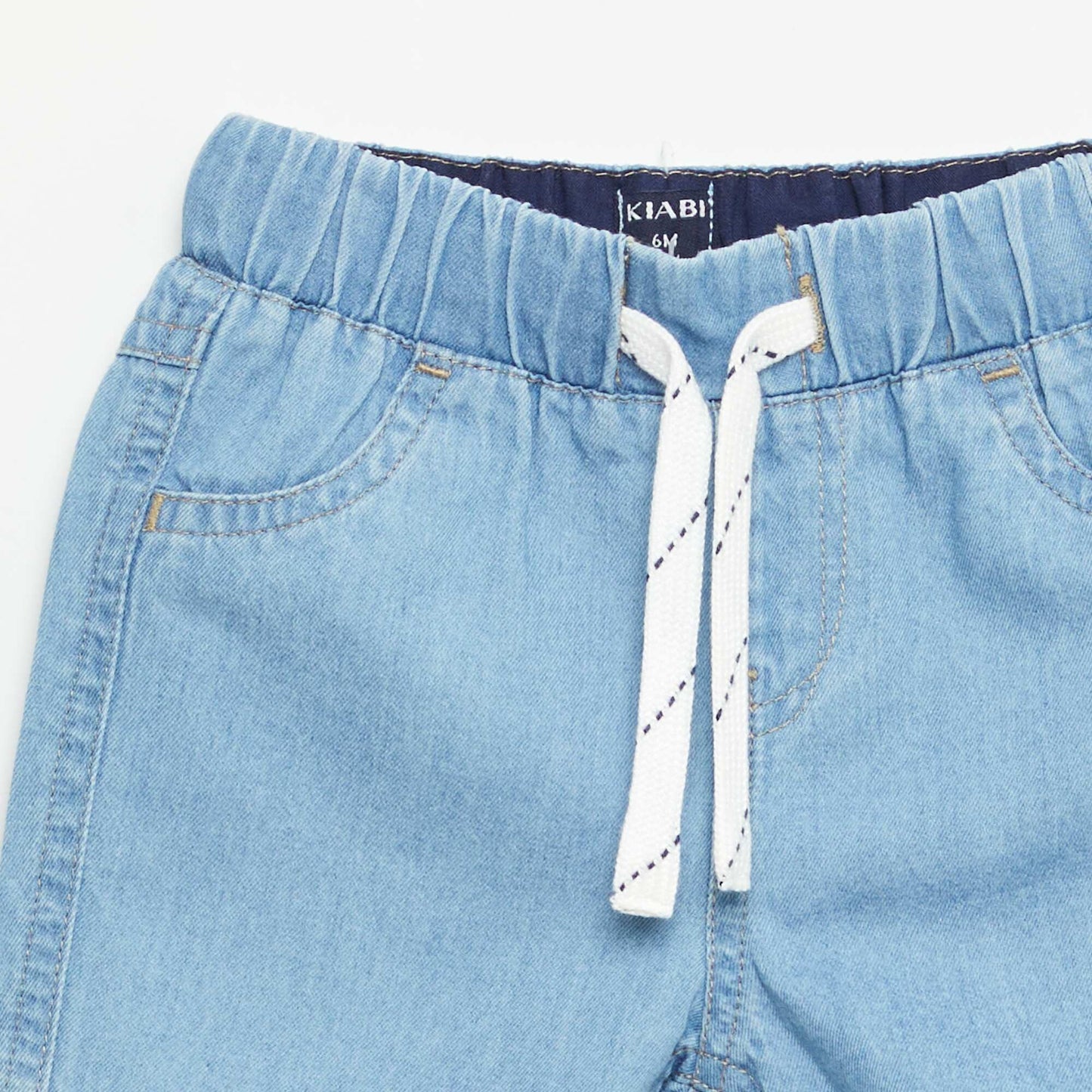 Short en denim avec cordons à la taille BLEU