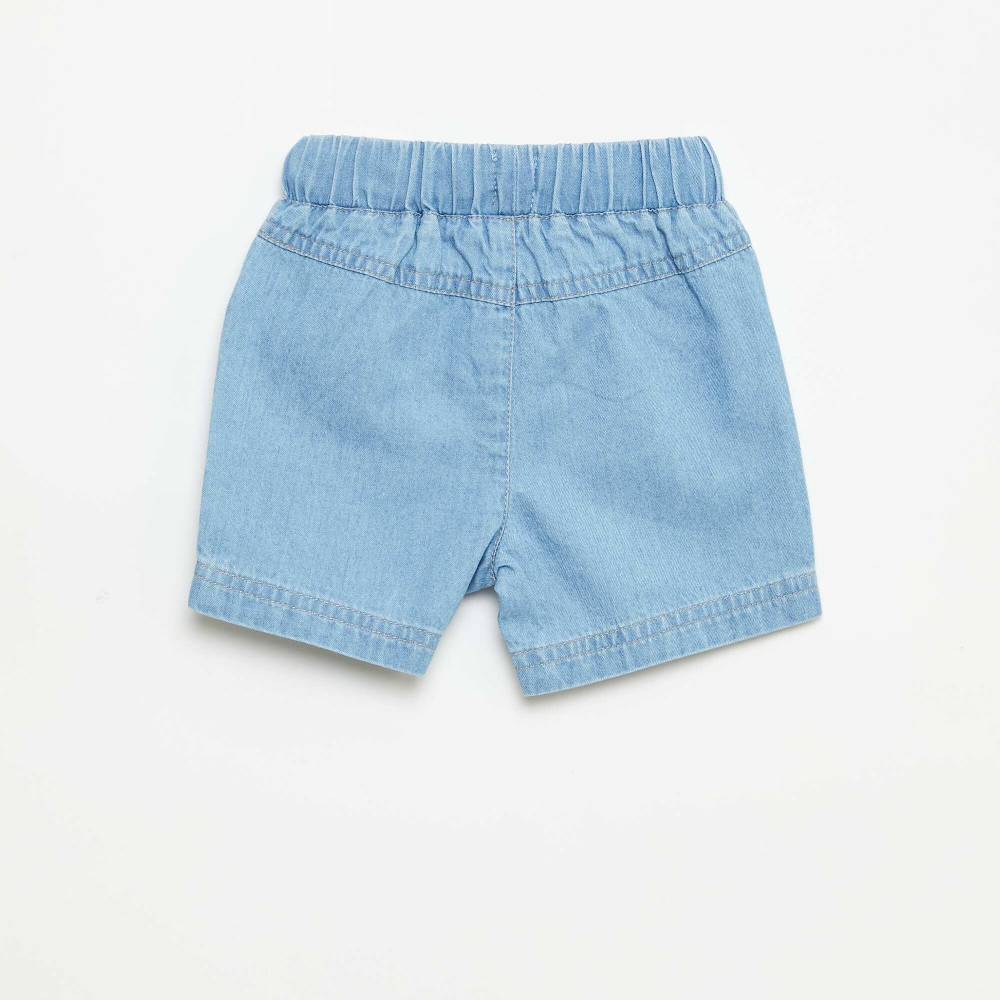 Short en denim avec cordons à la taille BLEU
