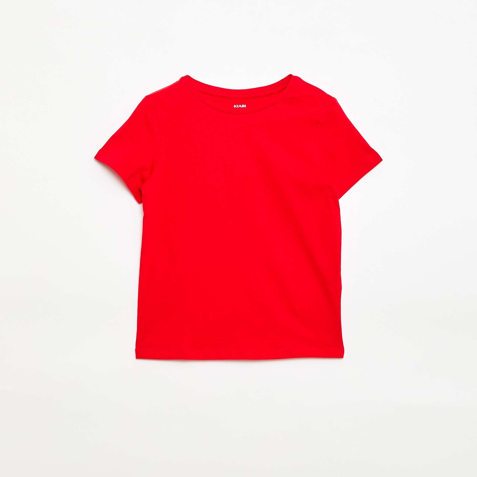 T-shirt en maille jersey à manches longues ROUGE
