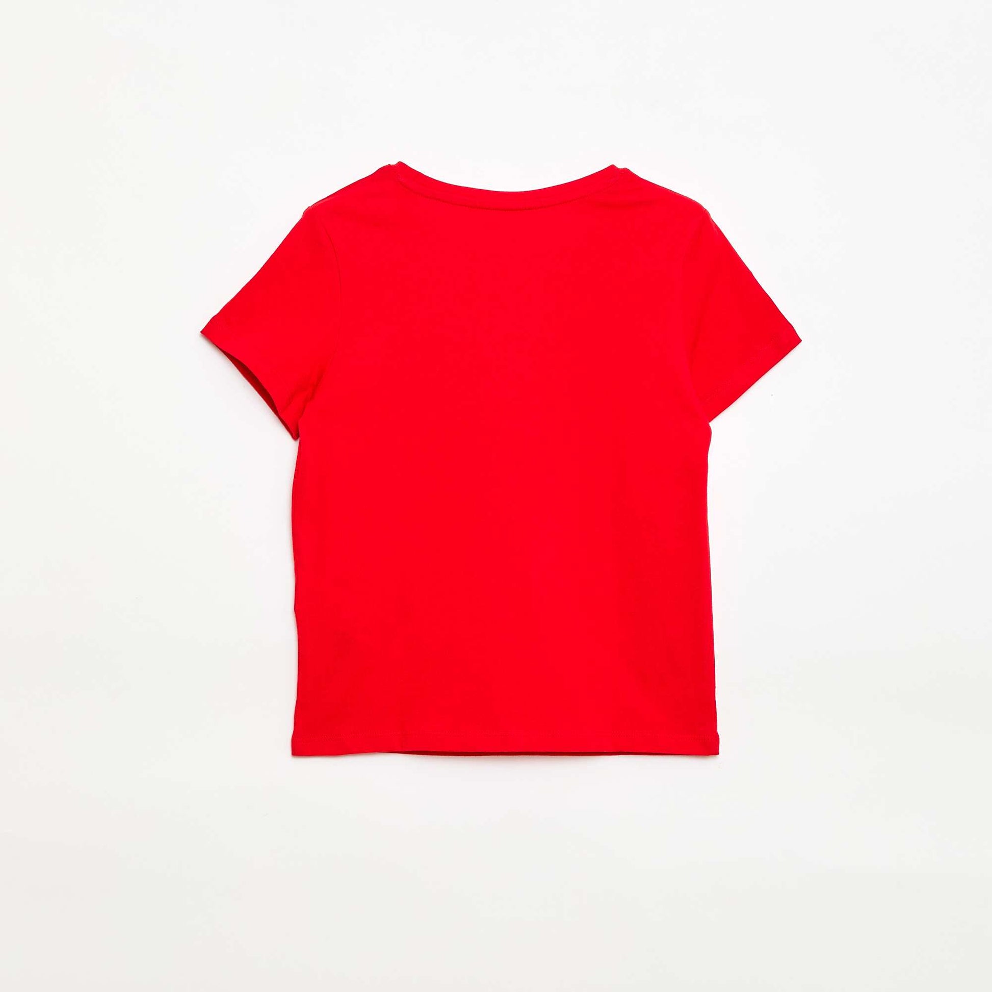 T-shirt en maille jersey à manches longues ROUGE