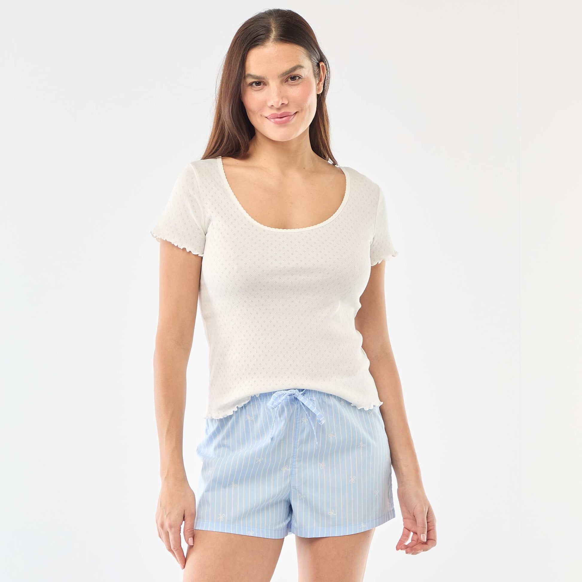 Short de pyjama en popeline BLEU