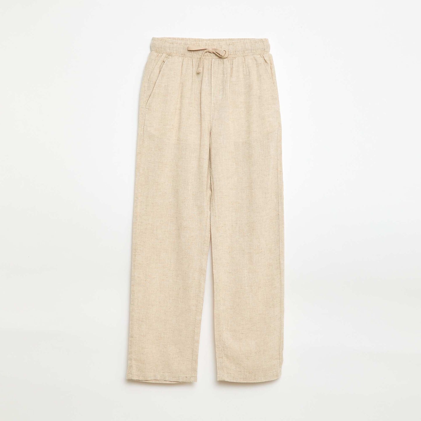 Pantalon en lin mélangé regular fit BEIGE