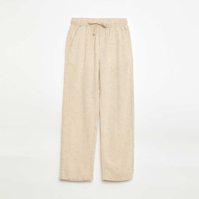 Pantalon en lin mélangé regular fit BEIGE