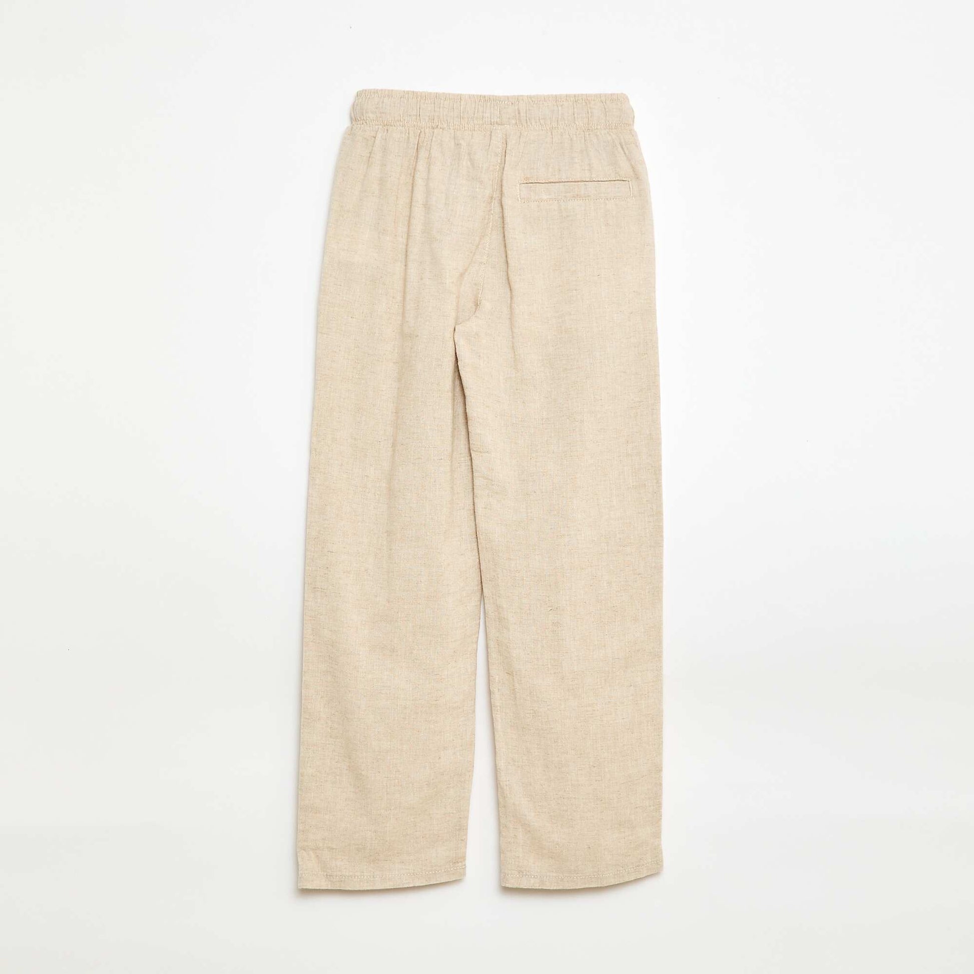 Pantalon en lin mélangé regular fit BEIGE