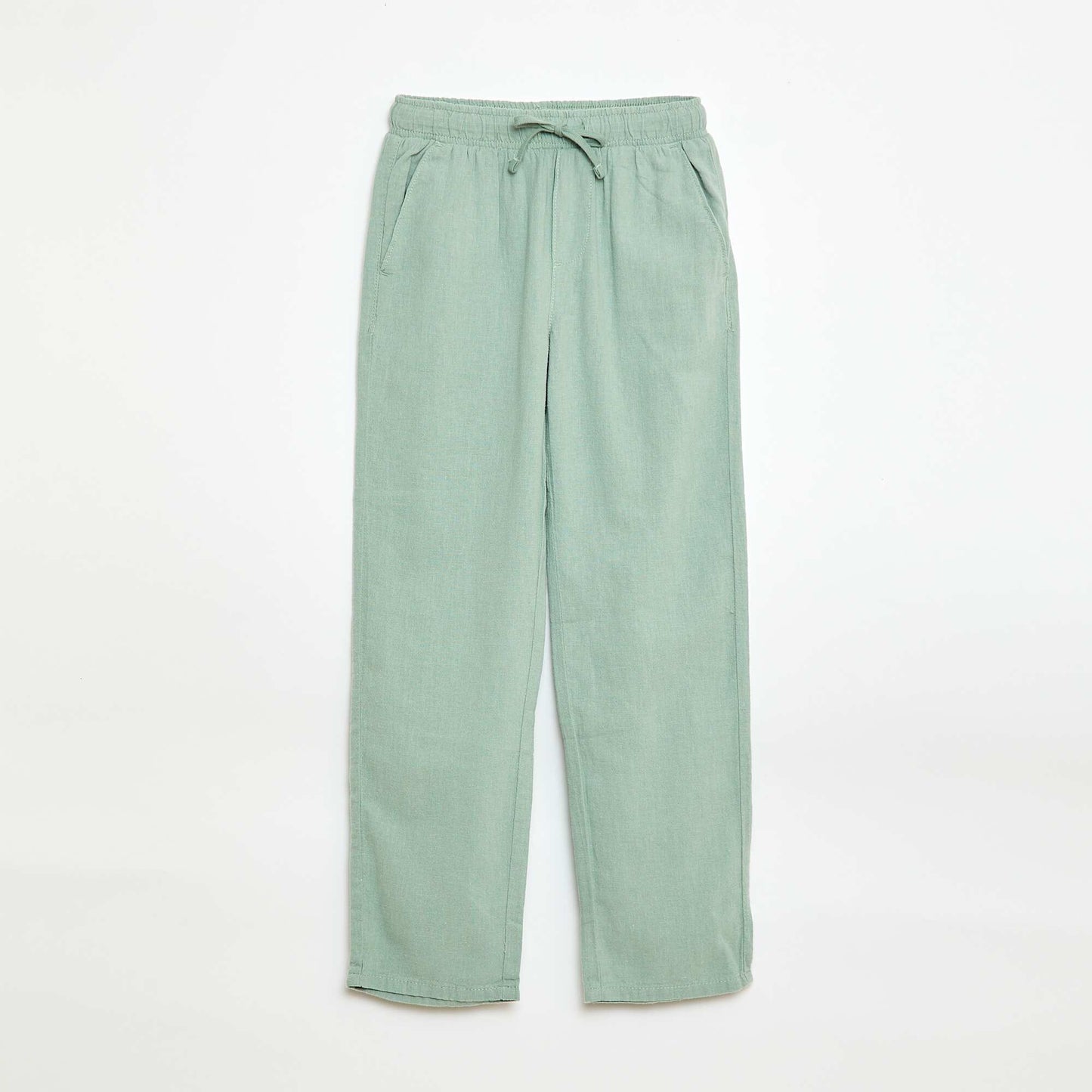 Pantalon en lin mélangé regular fit VERT