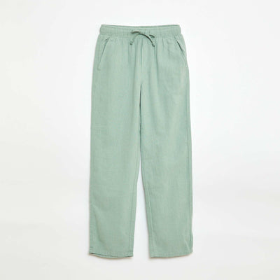 Pantalon en lin mélangé regular fit VERT