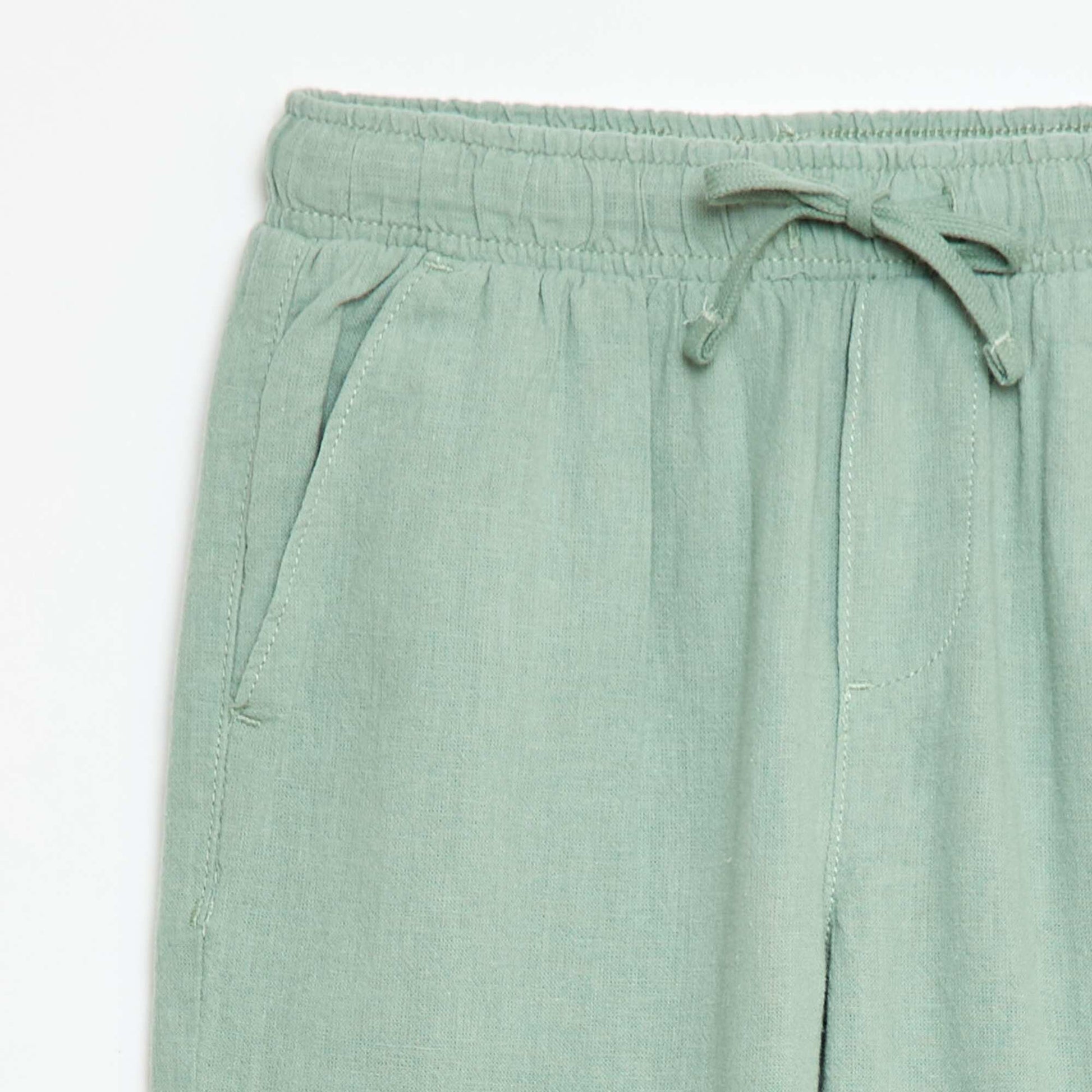 Pantalon en lin mélangé regular fit VERT