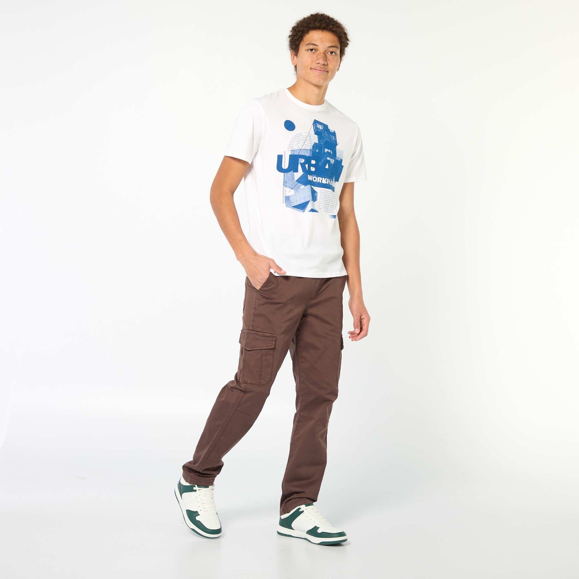 Tee-shirt imprimé à manches courtes BLANC