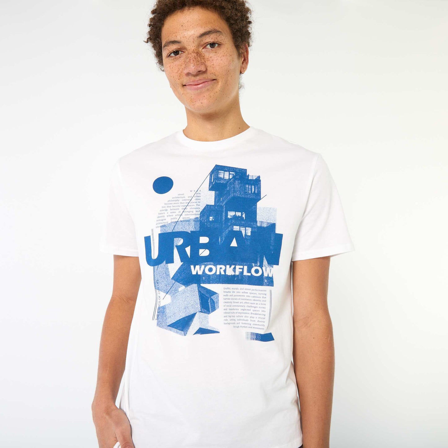 Tee-shirt imprimé à manches courtes BLANC