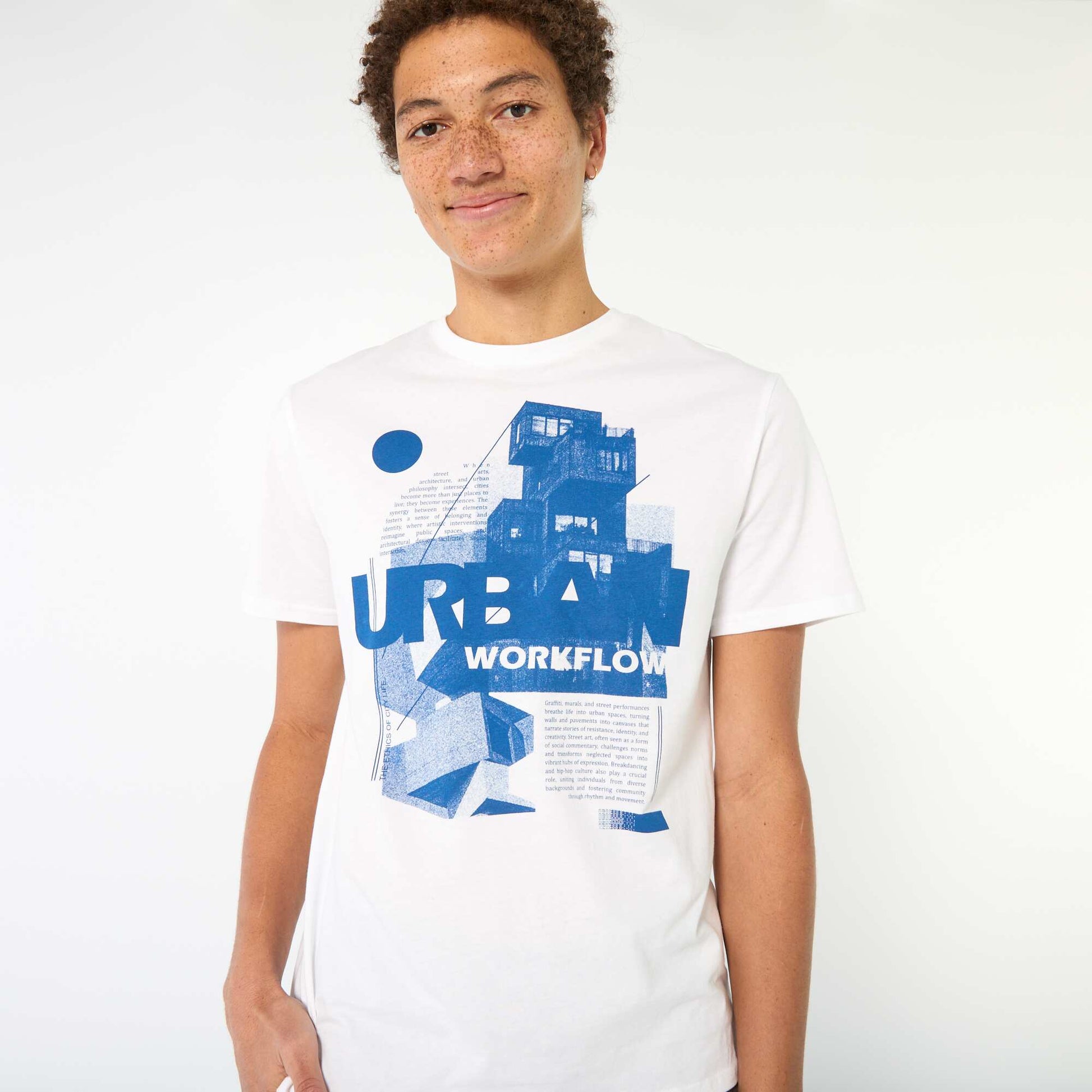 Tee-shirt imprimé à manches courtes BLANC