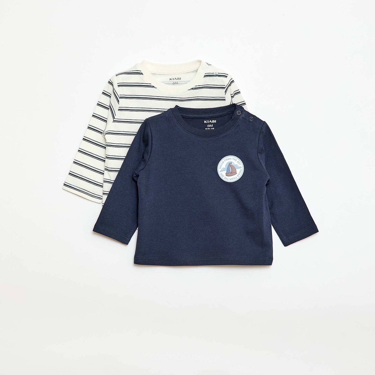 Lot de 2 t-shirts à manches courtes BLANC/BLEU