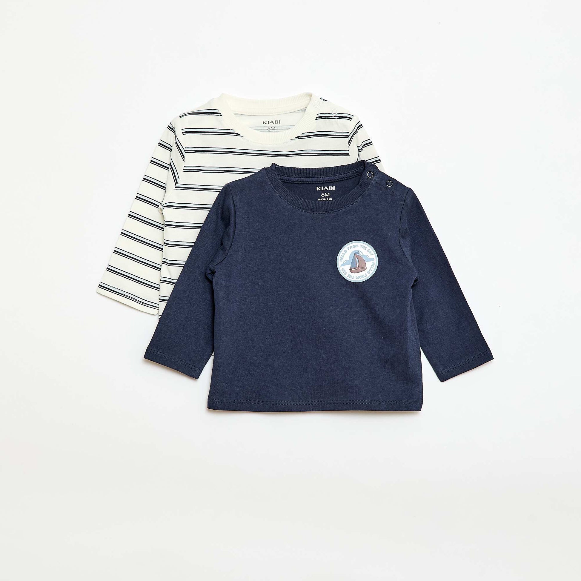 Lot de 2 t-shirts à manches courtes BLANC/BLEU