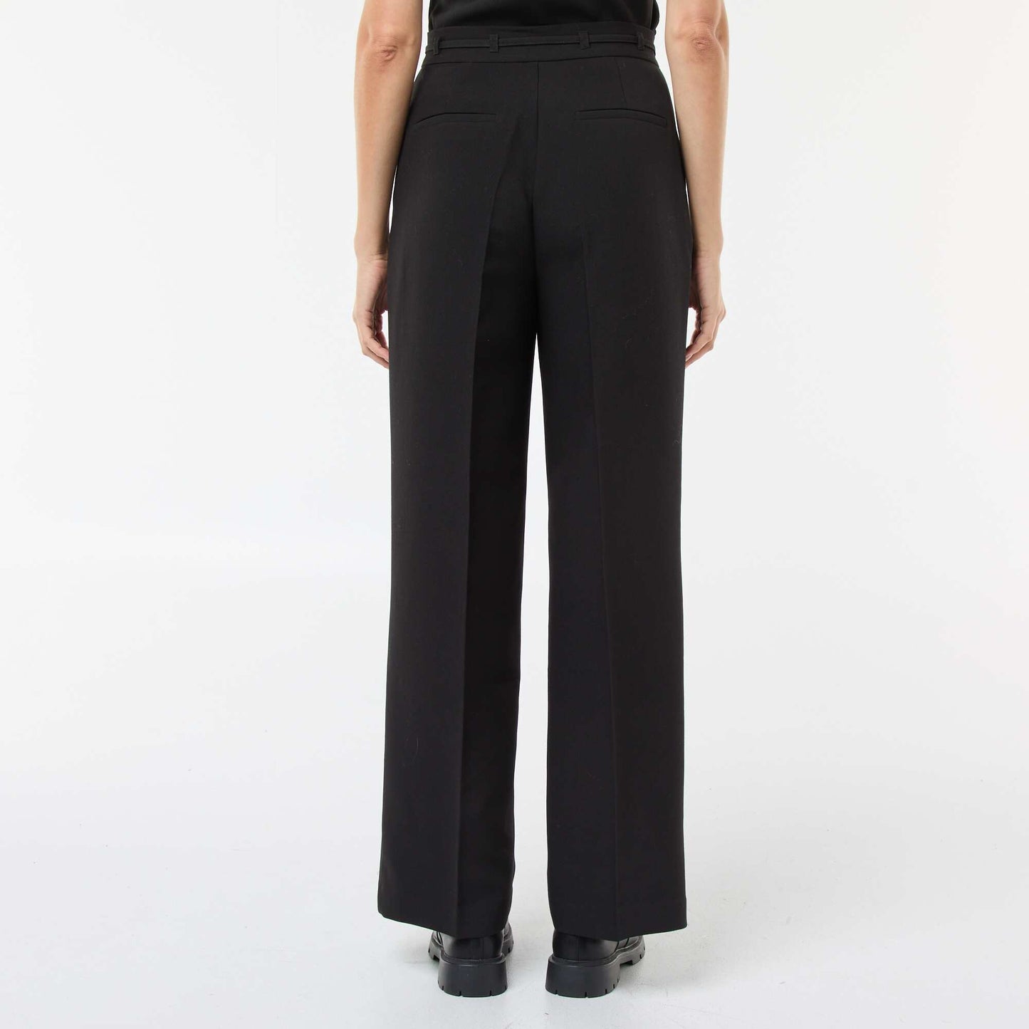 Pantalon large avec lien ceinture NOIR