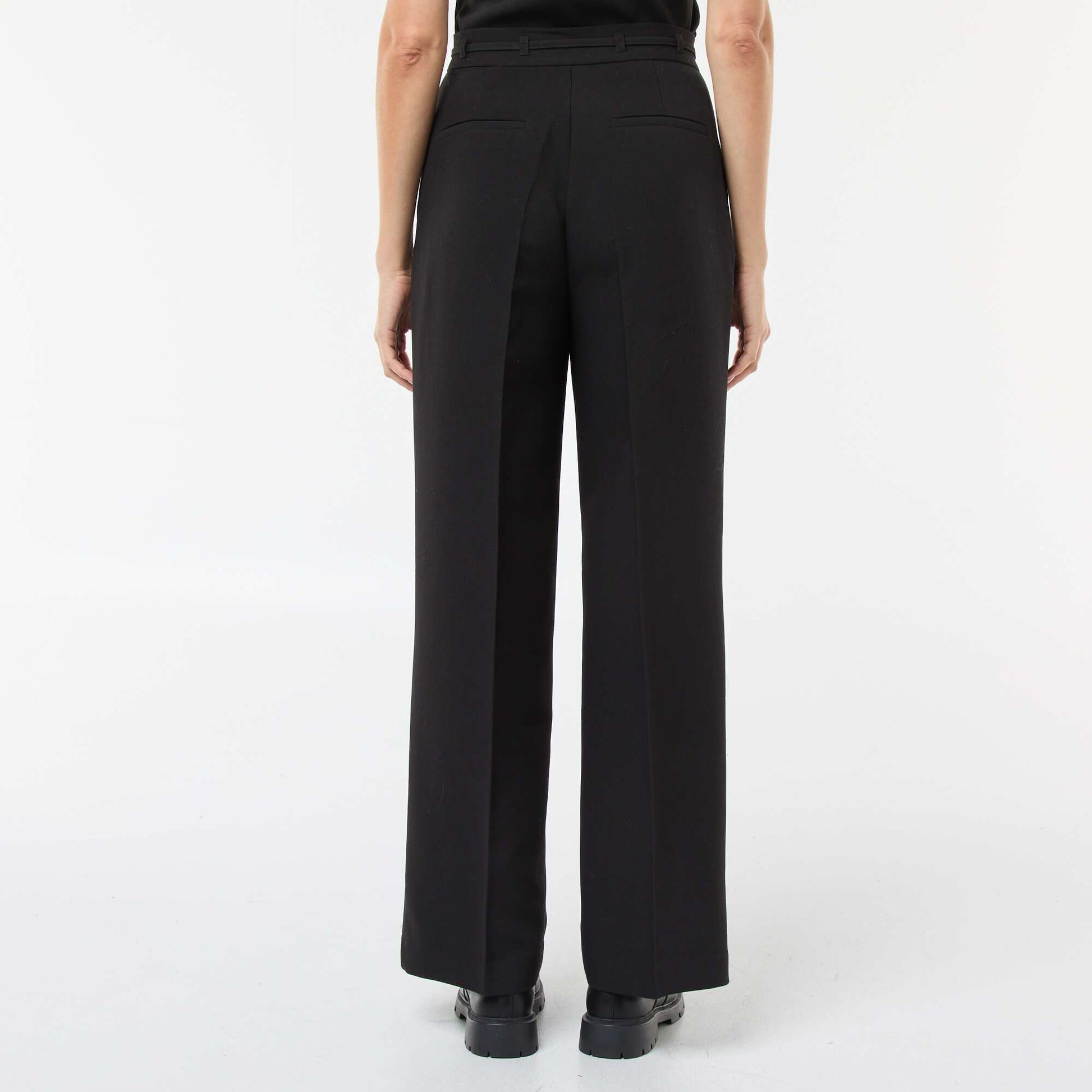 Pantalon large avec lien ceinture NOIR