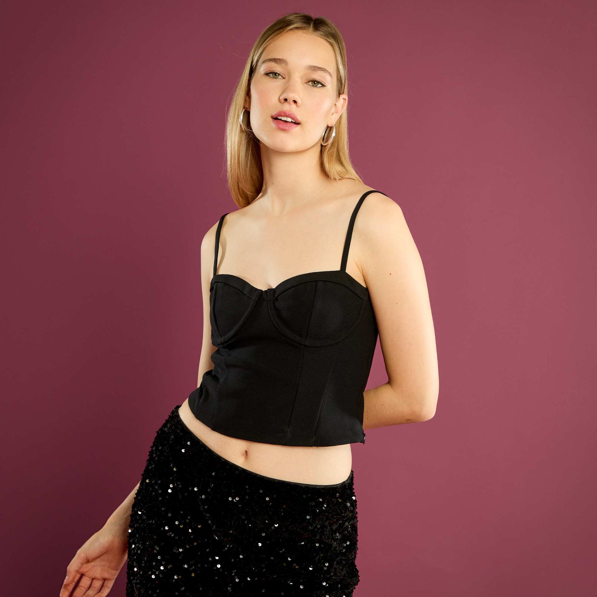 Top cropped style corset NOIR
