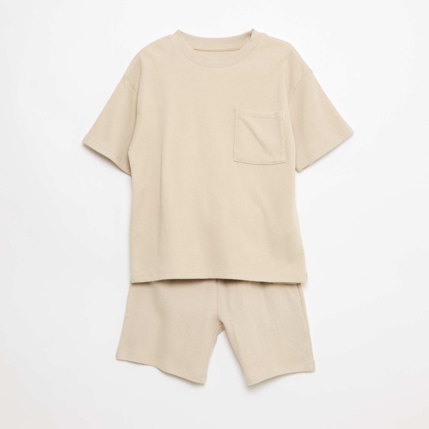 Ensemble de pyjama en coton uni BEIGE
