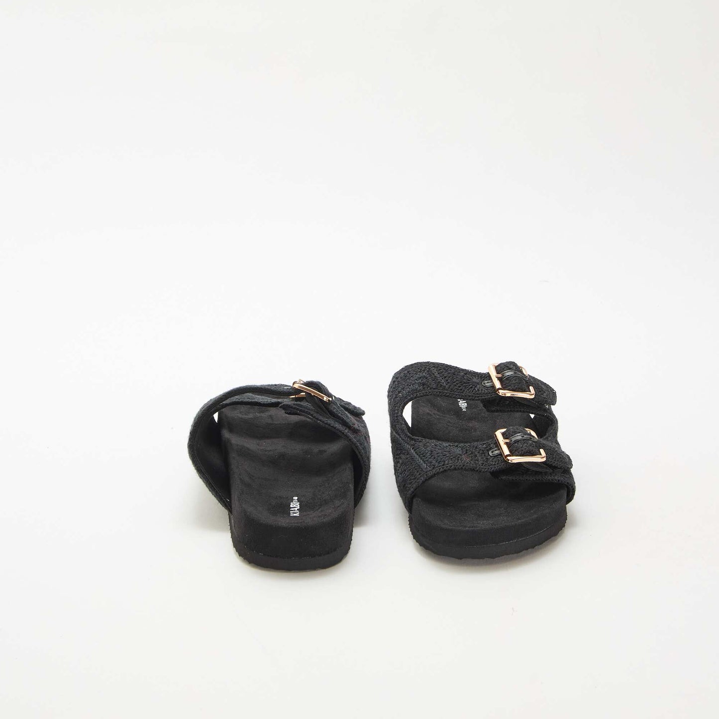 Mules à double bride en macramé NOIR