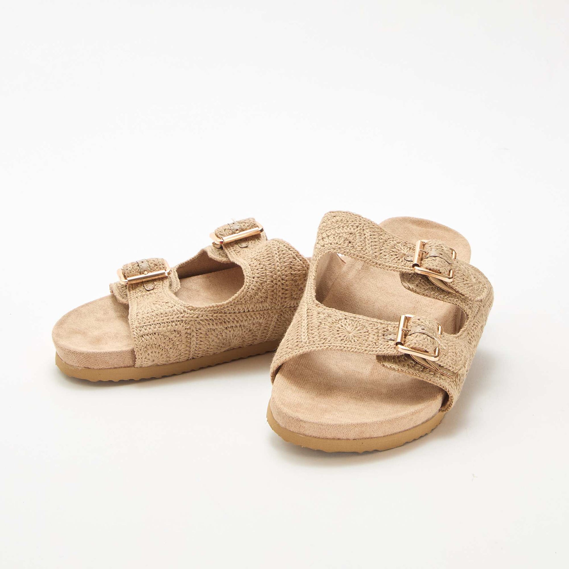 Mules à double bride en macramé BEIGE