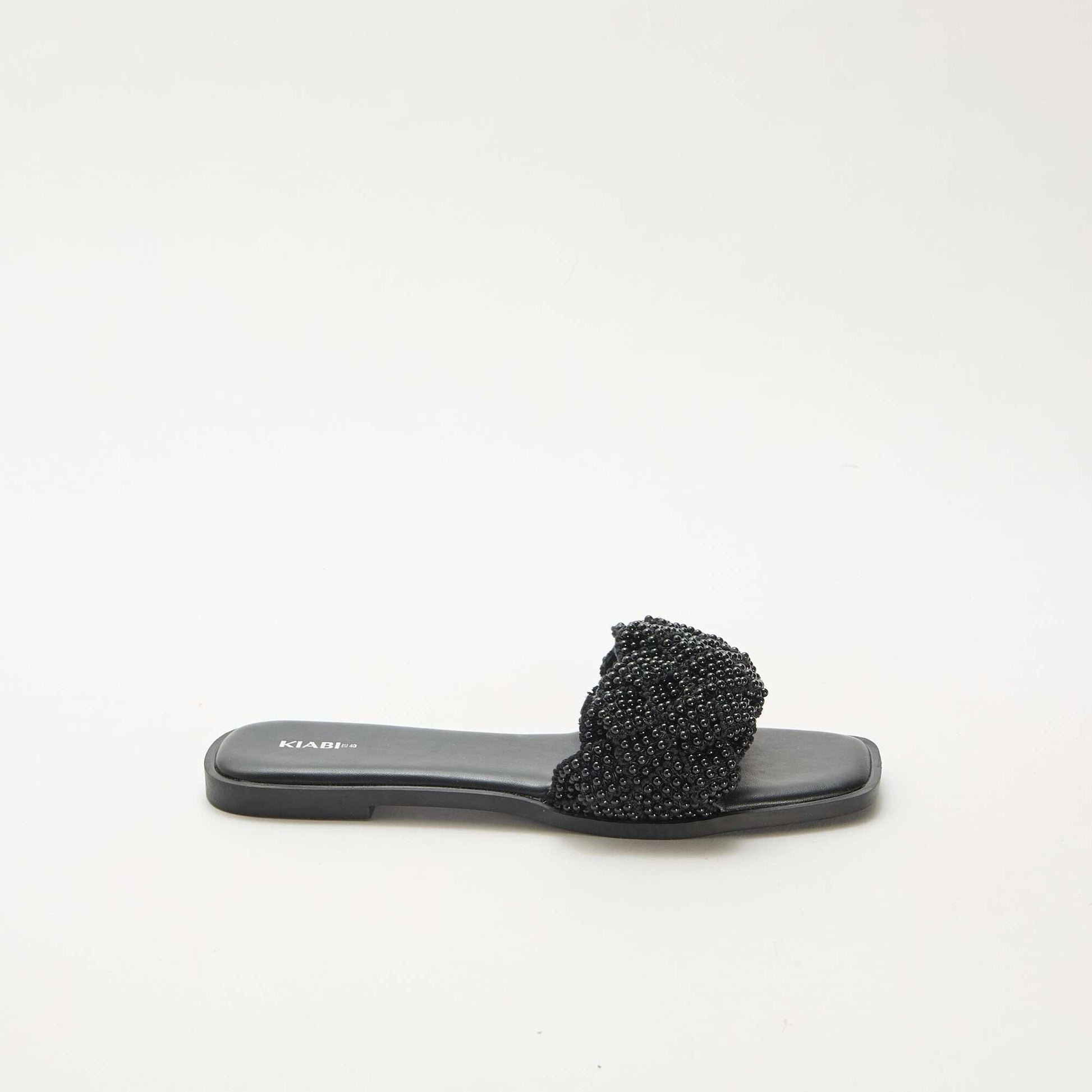 Sandales tressées perlées NOIR