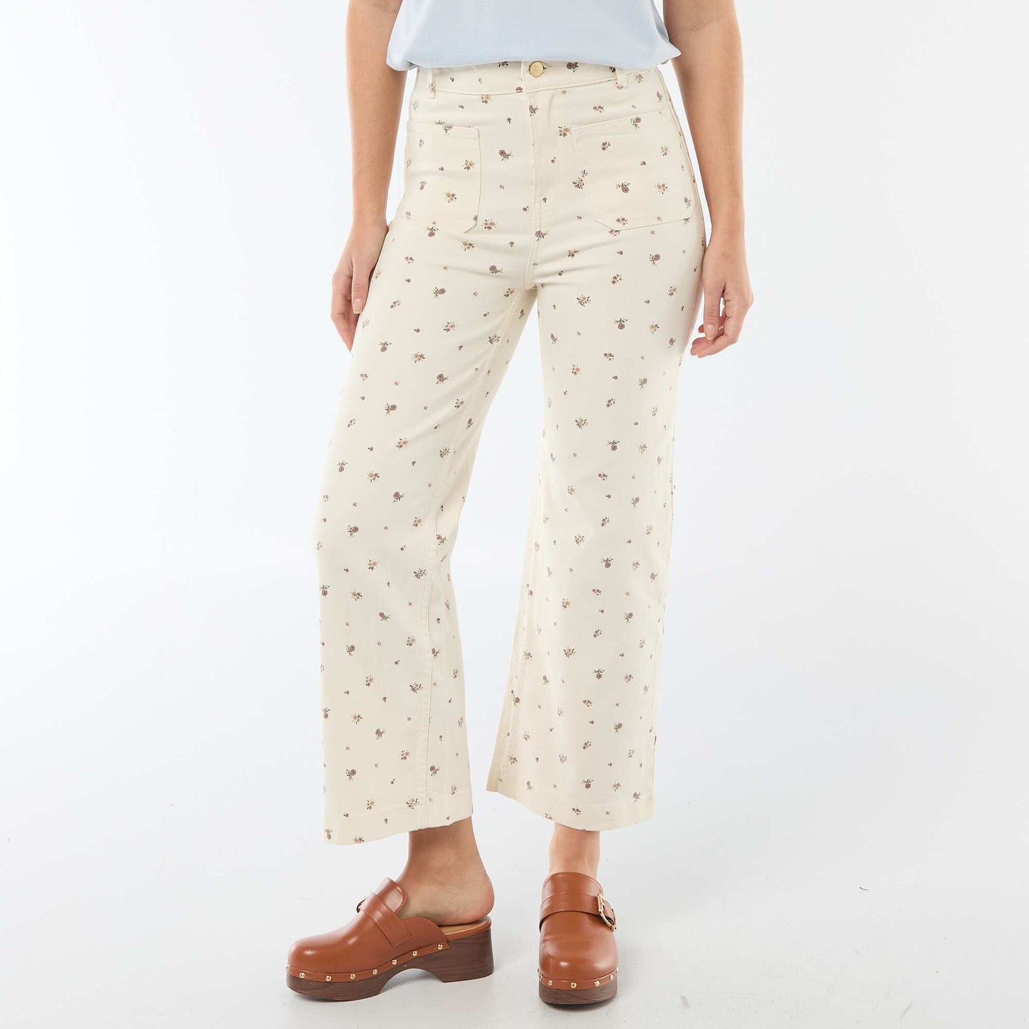 Pantalon wide leg coloré BEIGE IMPRIMé