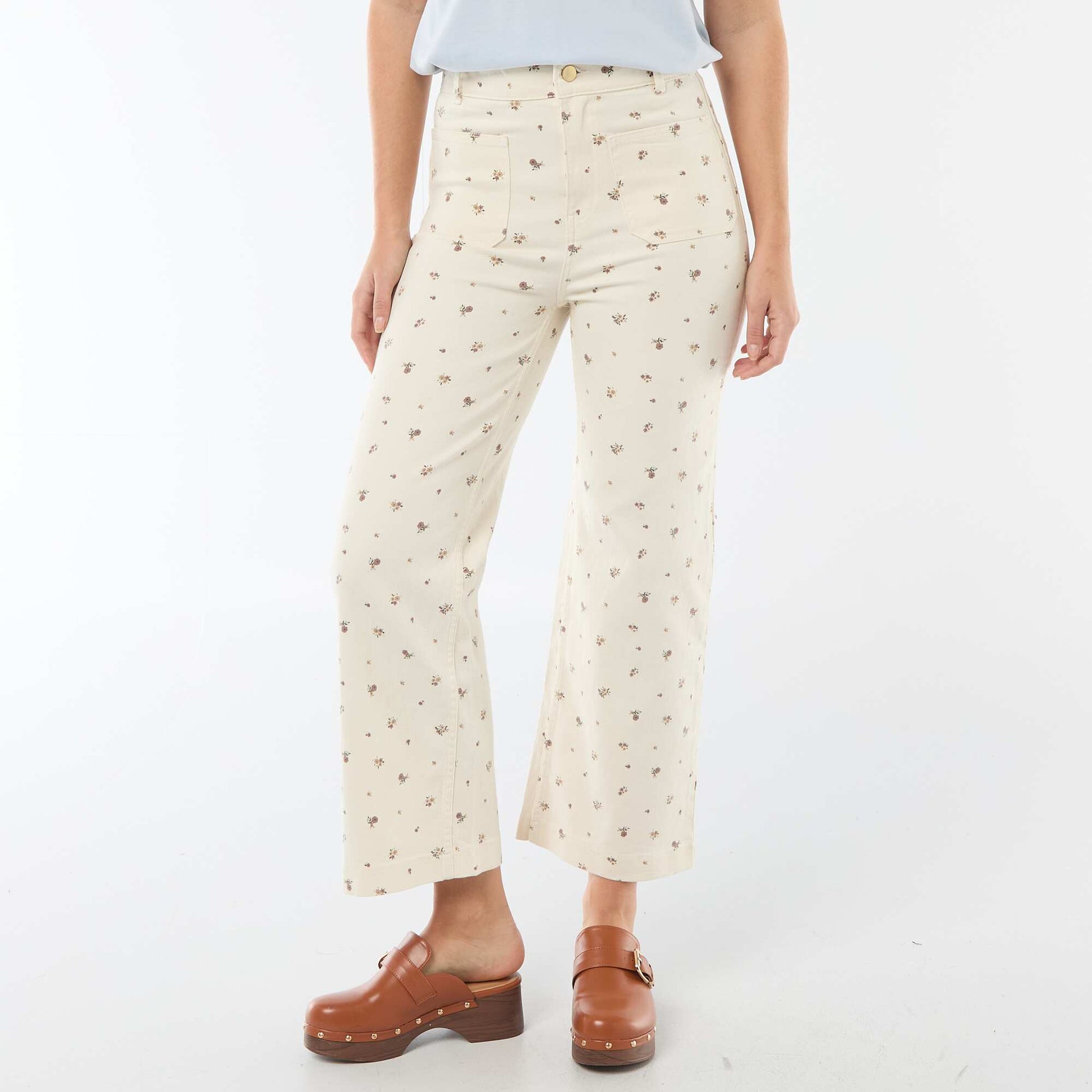 Pantalon wide leg coloré BEIGE IMPRIMé