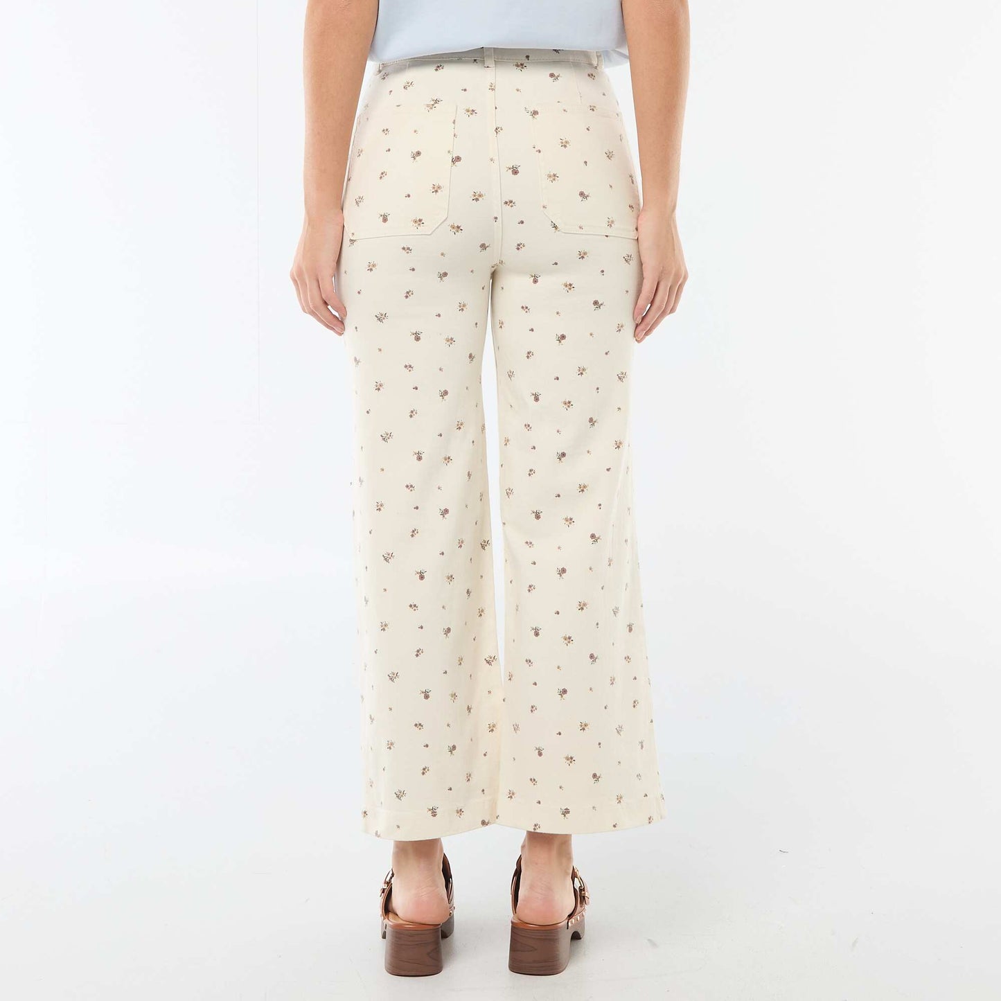 Pantalon wide leg coloré BEIGE IMPRIMé