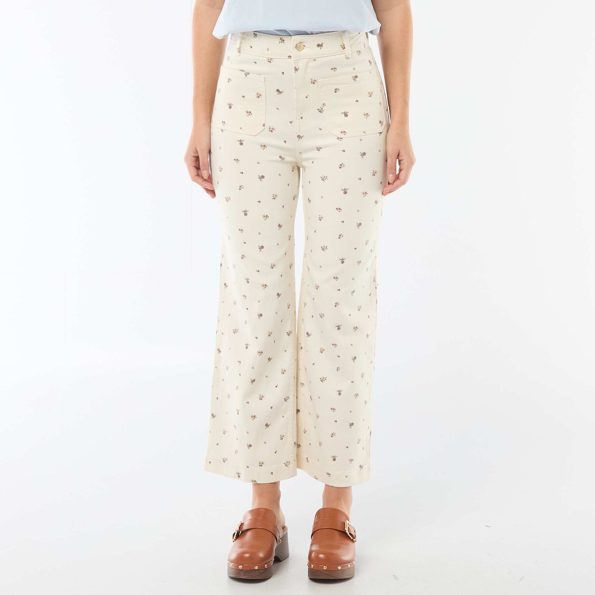 Pantalon wide leg coloré BEIGE IMPRIMé