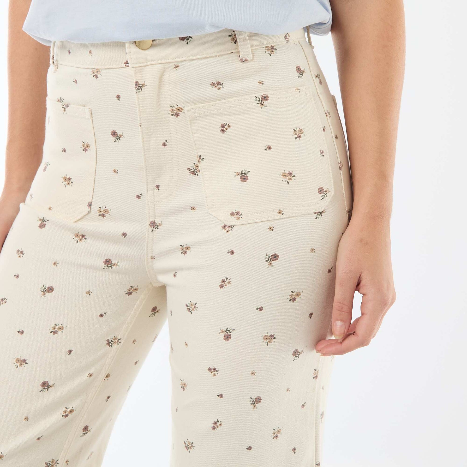 Pantalon wide leg coloré BEIGE IMPRIMé