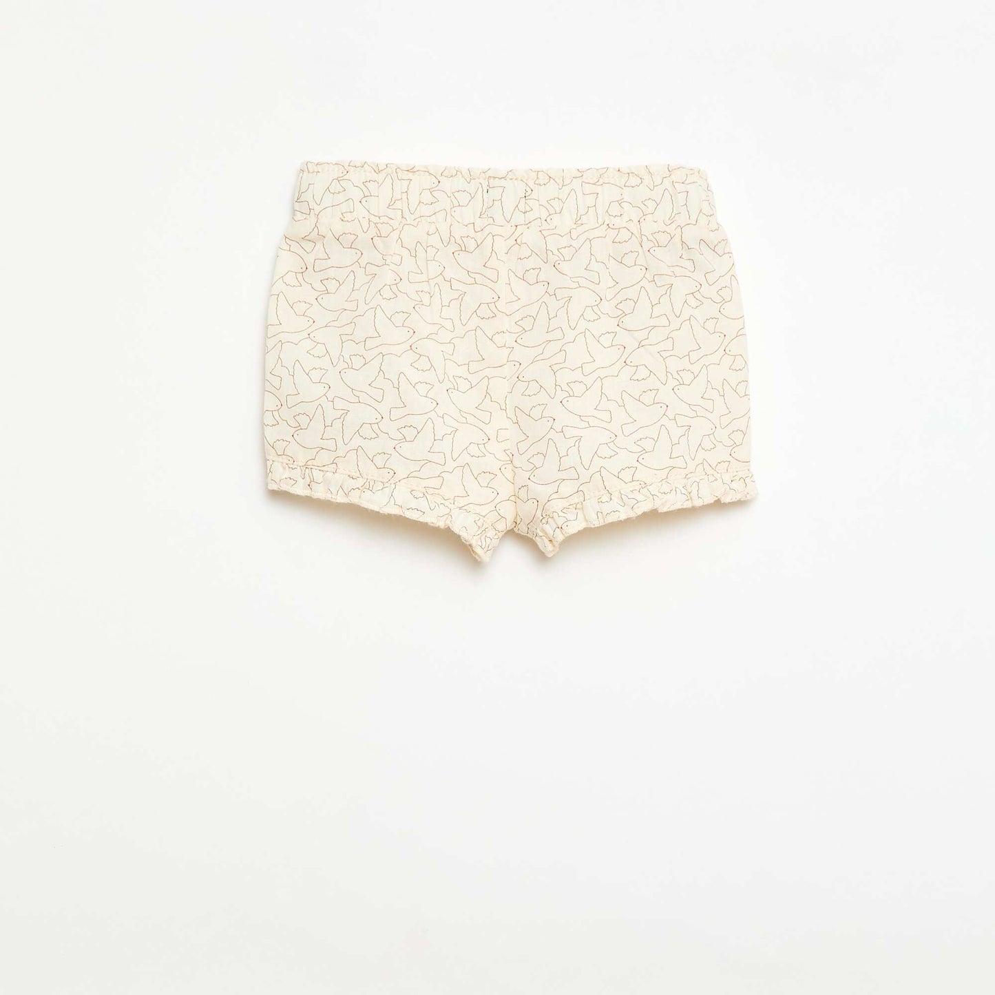 Short en coton tissé en coton et lin BEIGE