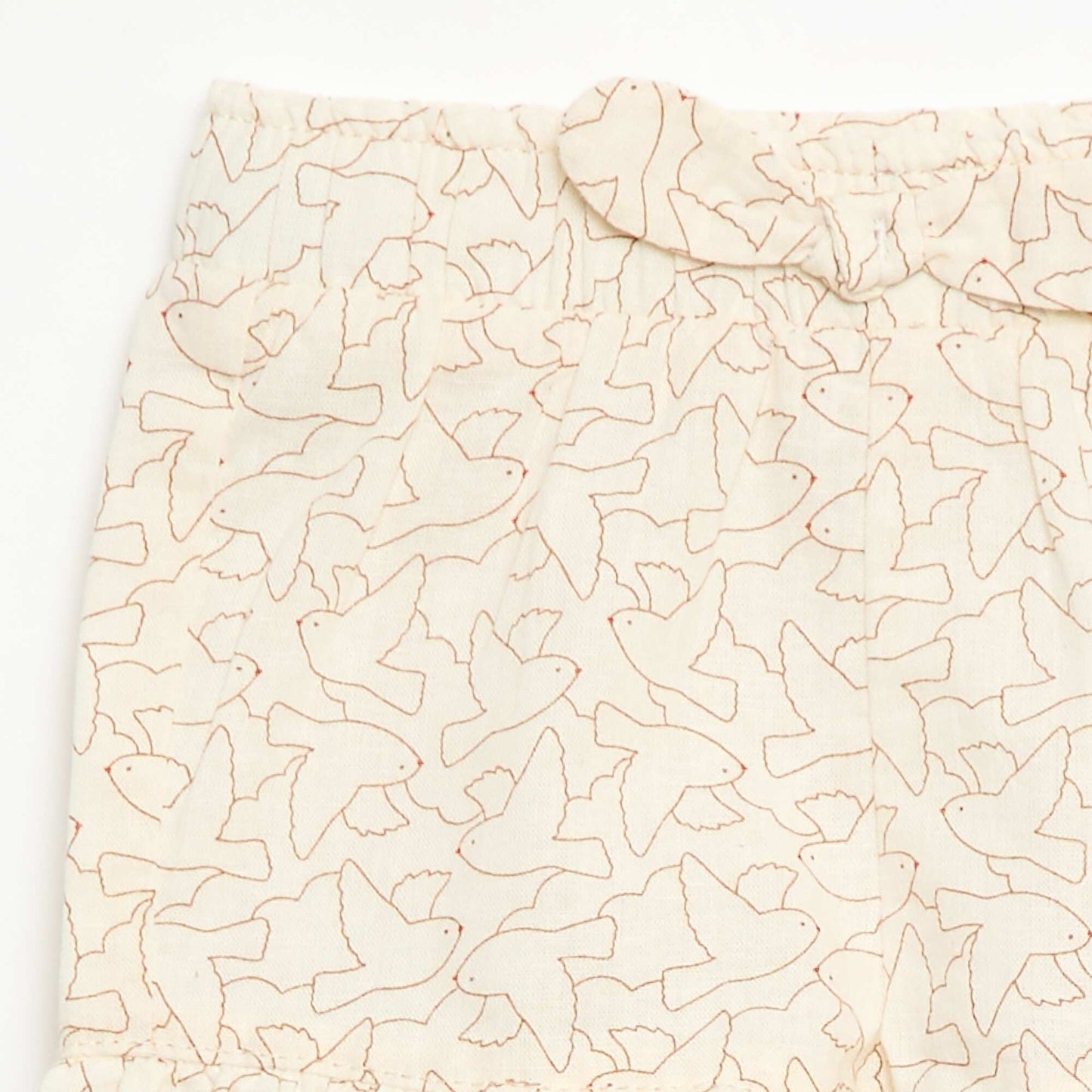 Short en coton tissé en coton et lin BEIGE