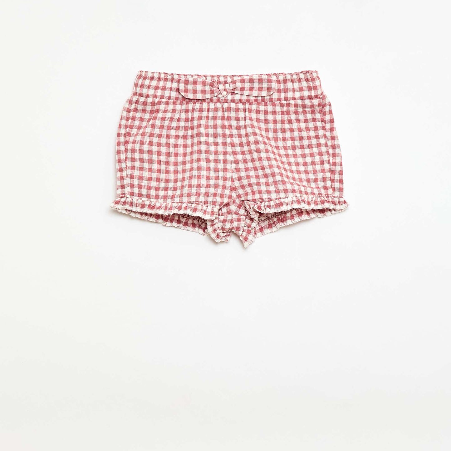 Short en coton tissé en coton et lin ROSE
