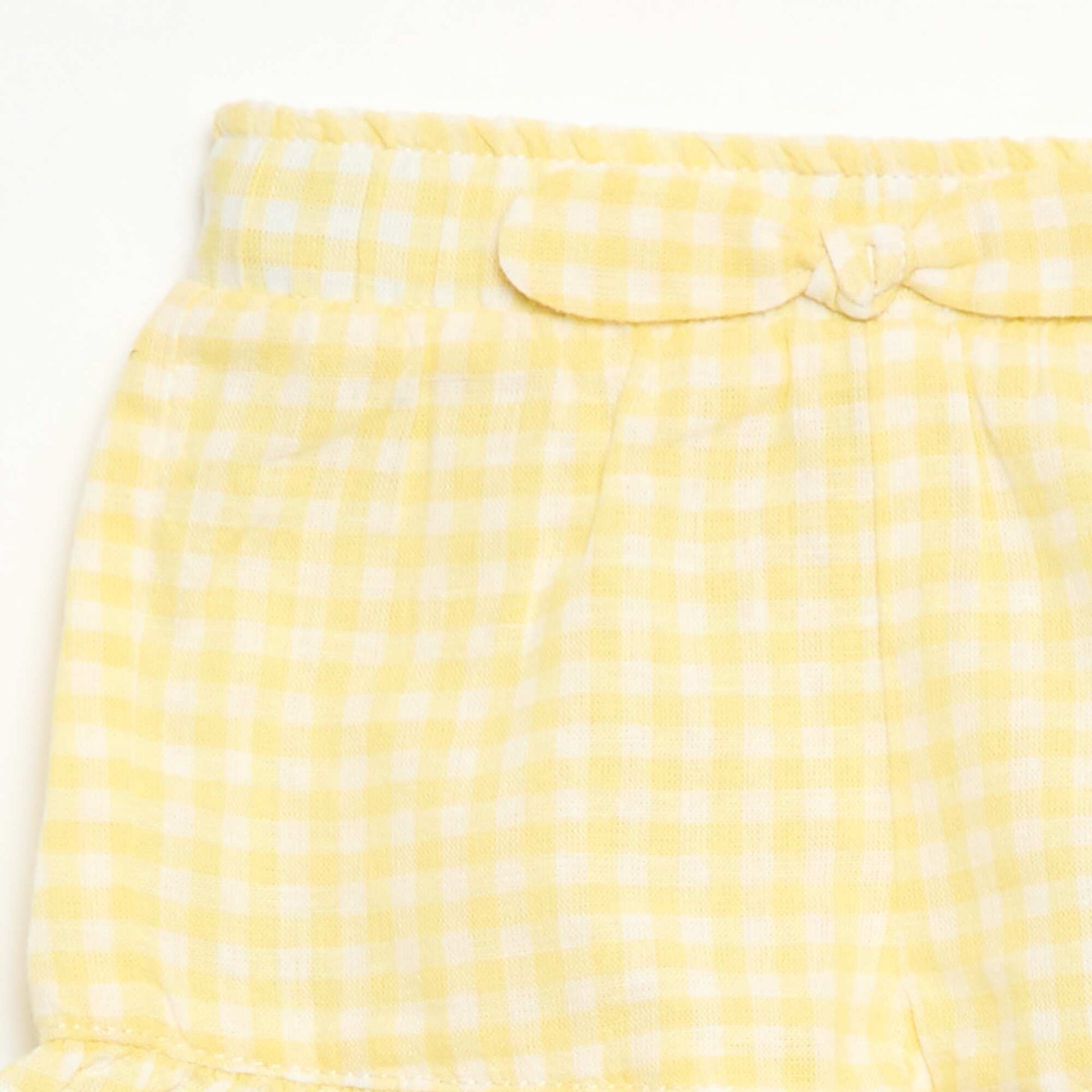 Short en coton tissé en coton et lin JAUNE