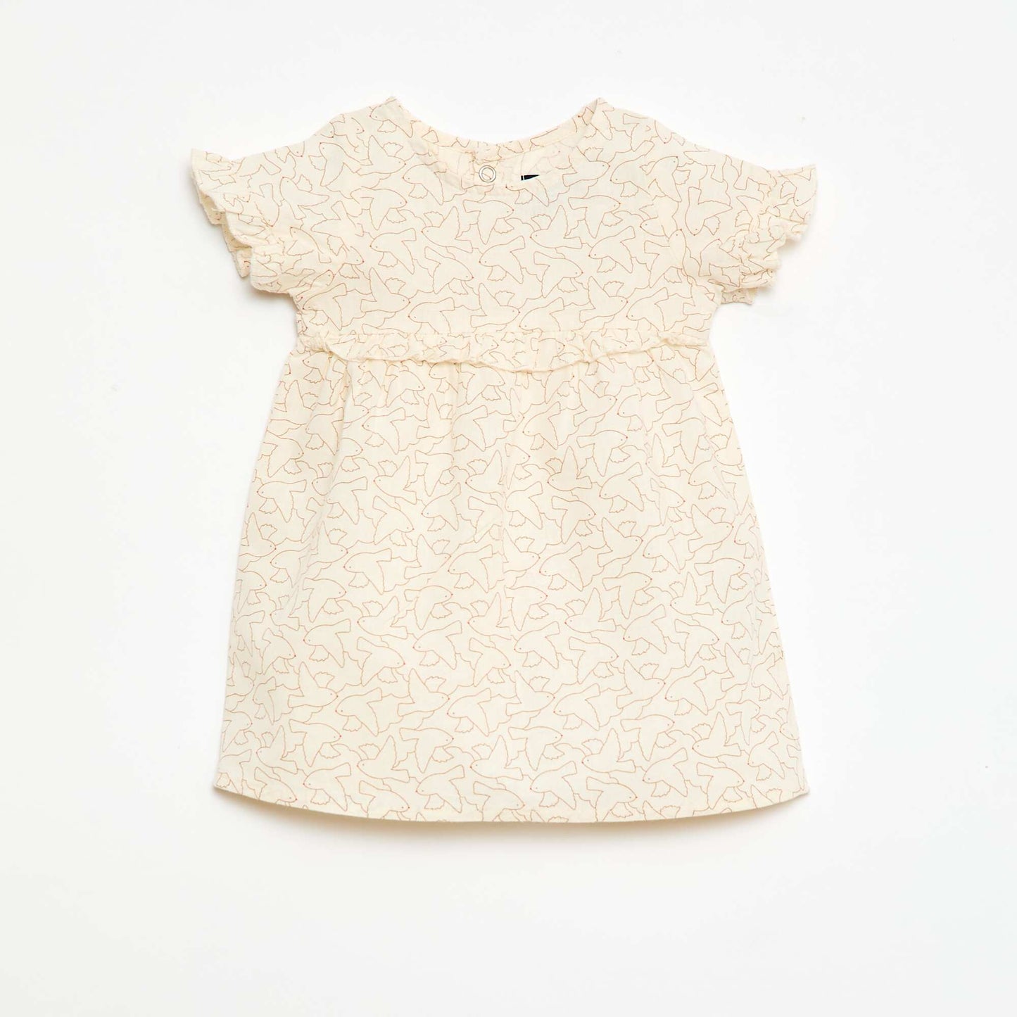 Robe légère avec manches courtes volantées BLANC