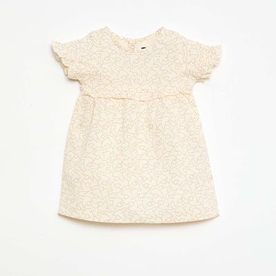 Robe légère avec manches courtes volantées BLANC