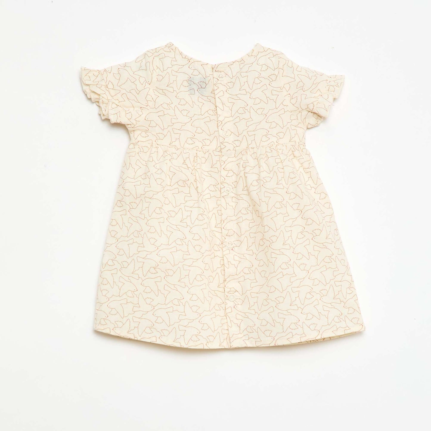Robe légère avec manches courtes volantées BLANC