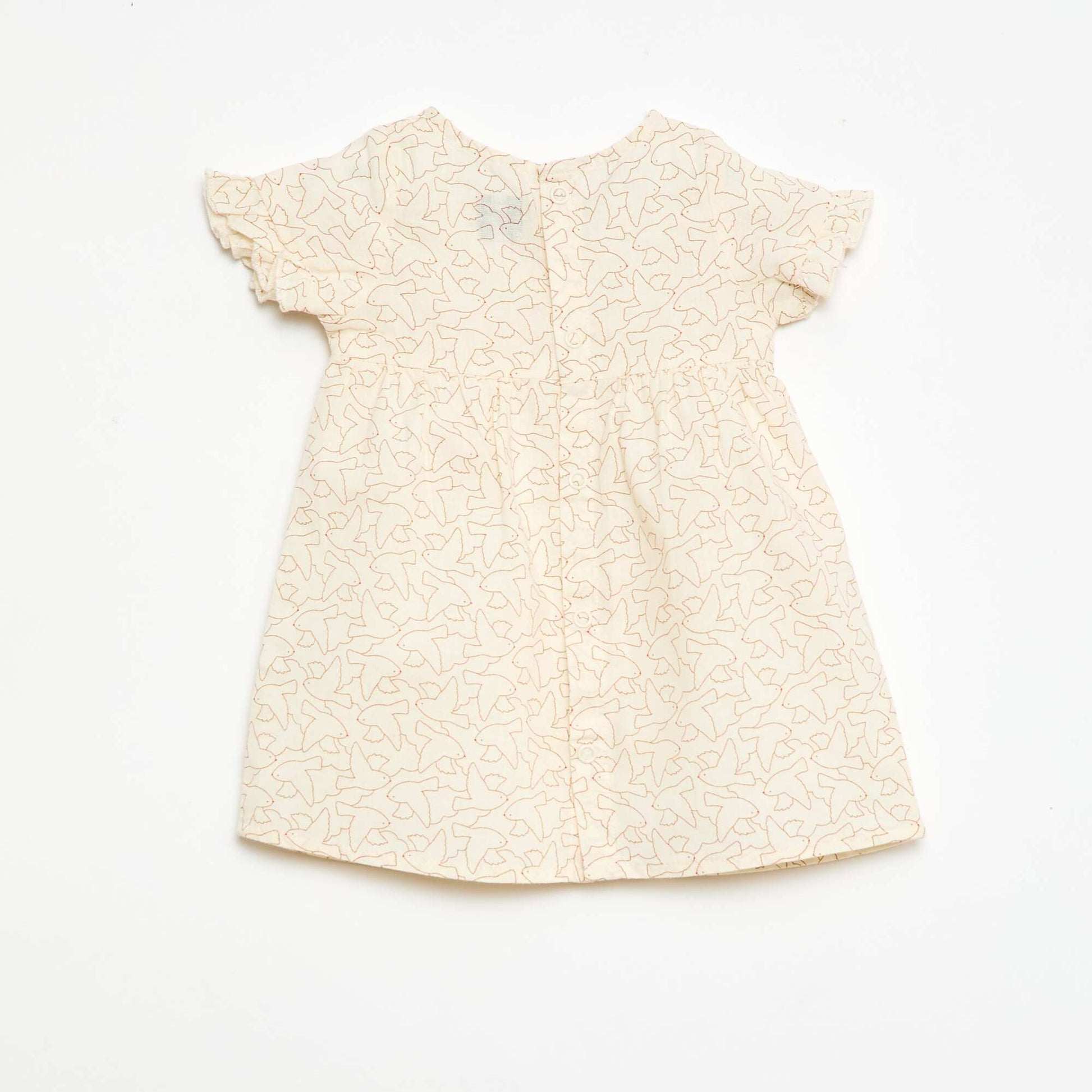Robe légère avec manches courtes volantées BLANC