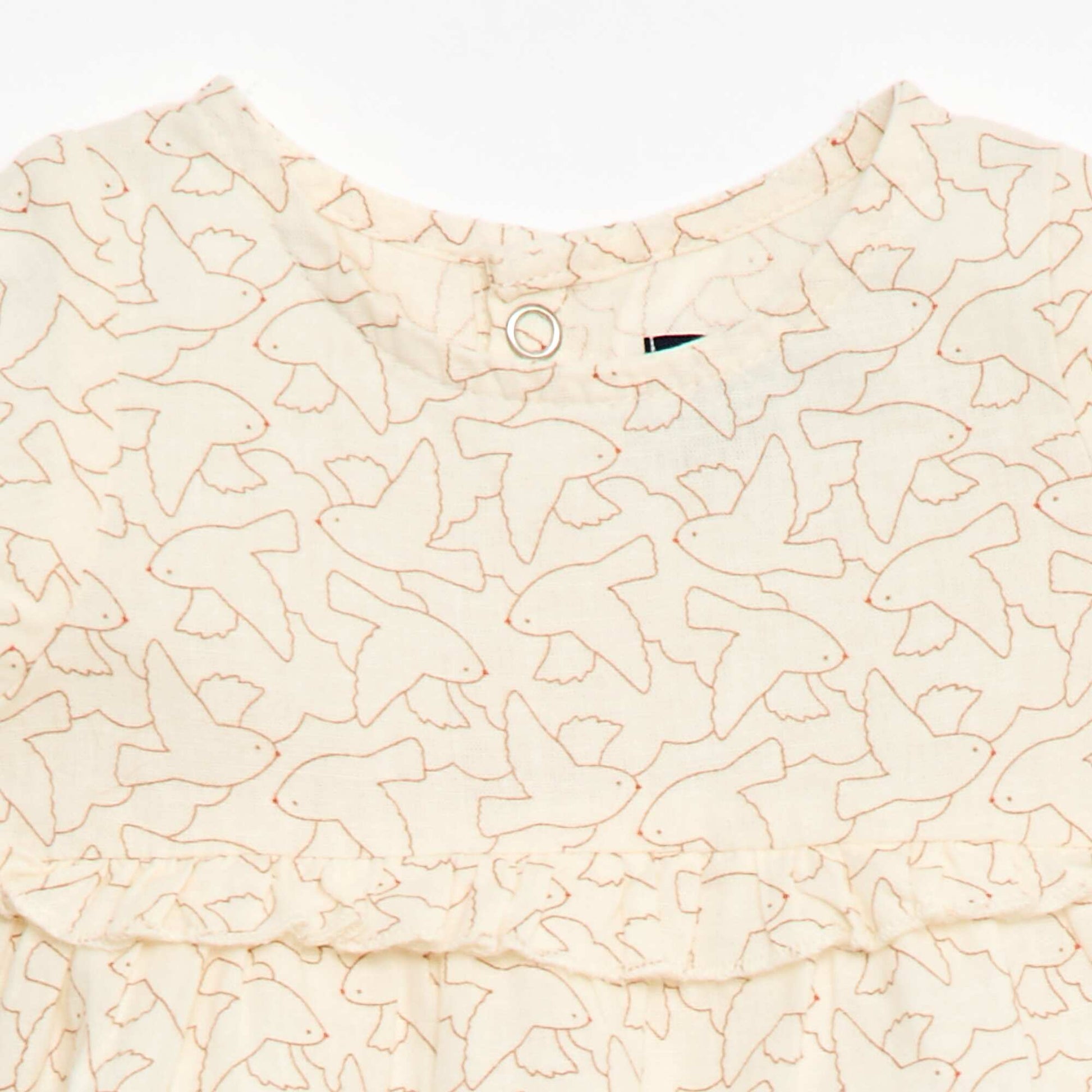 Robe légère avec manches courtes volantées BLANC