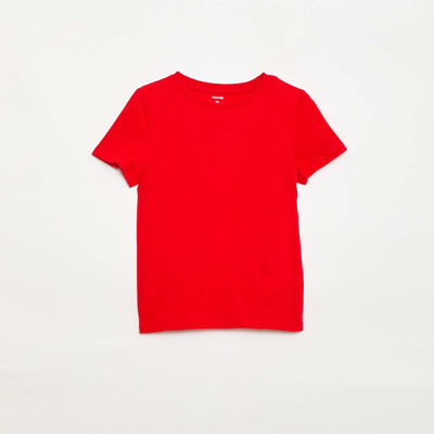 T-shirt en maille jersey uni ROUGE