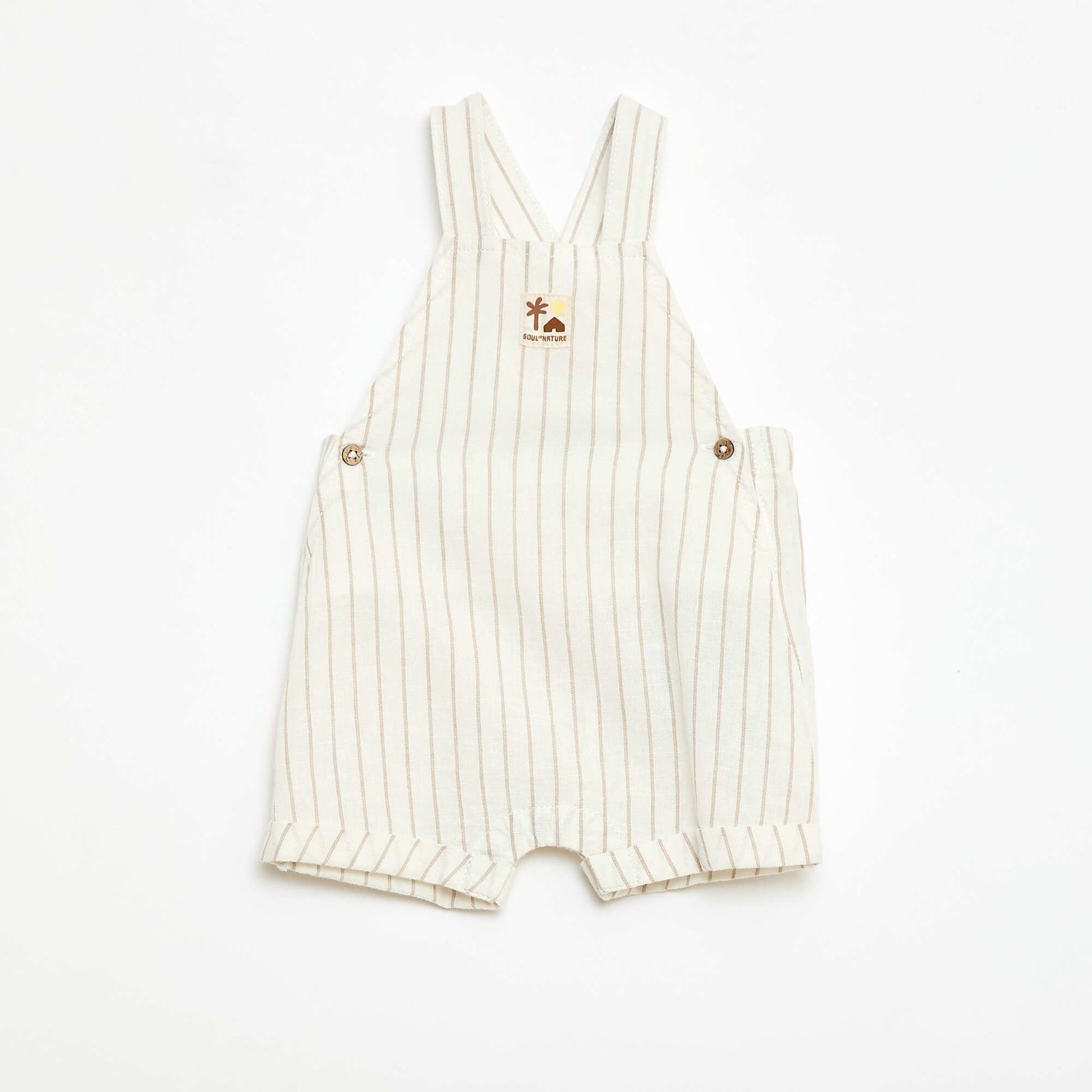 Salopette short en coton et lin BLANC