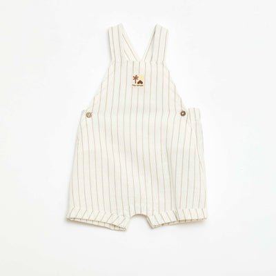 Salopette short en coton et lin BLANC