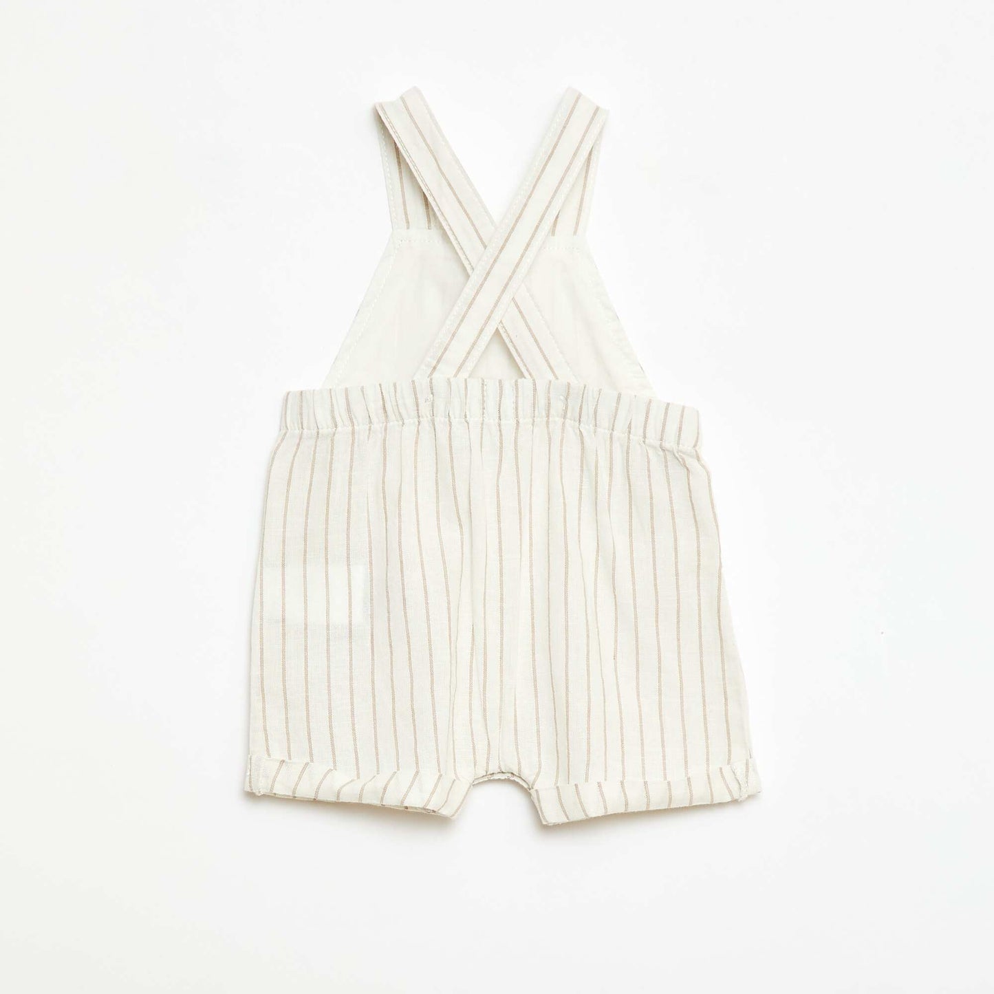 Salopette short en coton et lin BLANC