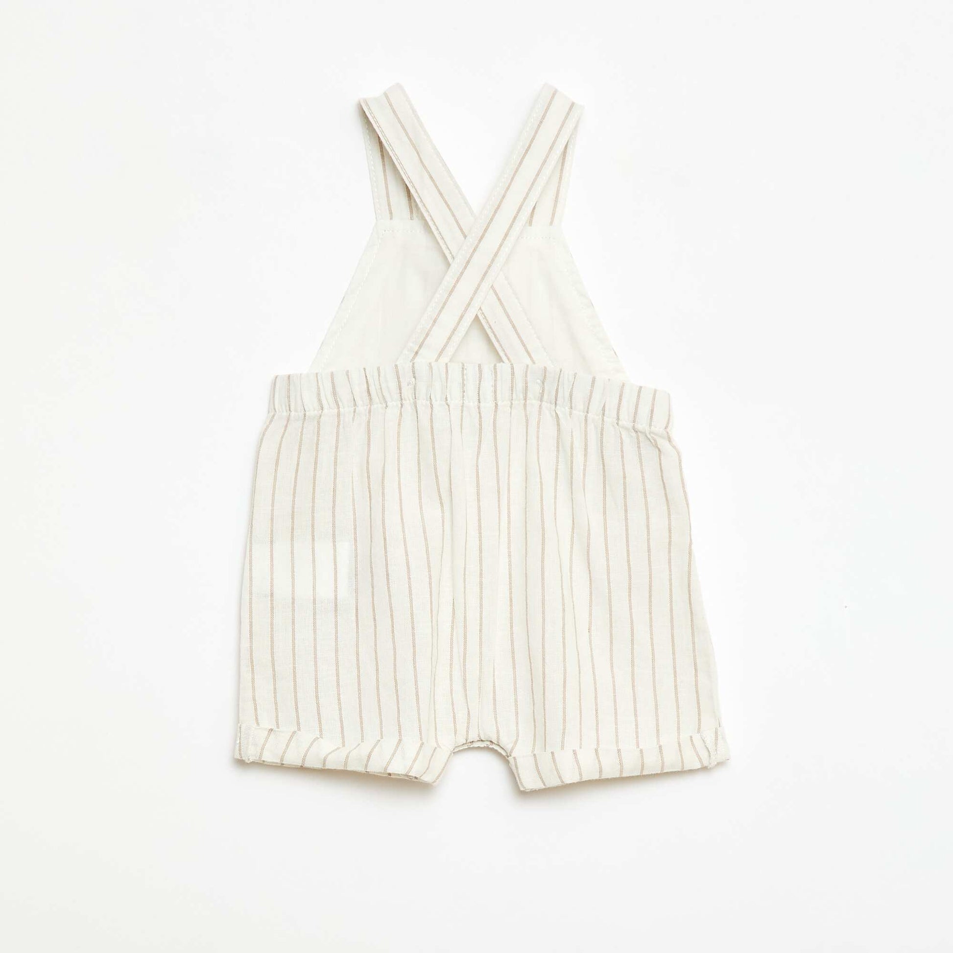 Salopette short en coton et lin BLANC
