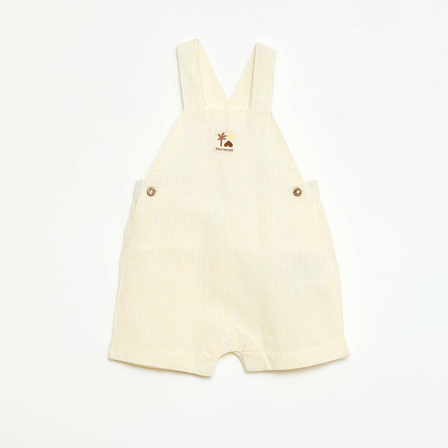 Salopette short en coton et lin JAUNE