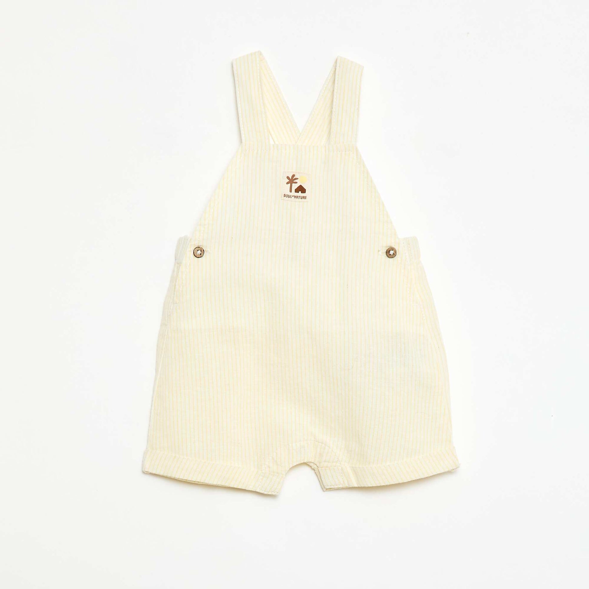 Salopette short en coton et lin JAUNE