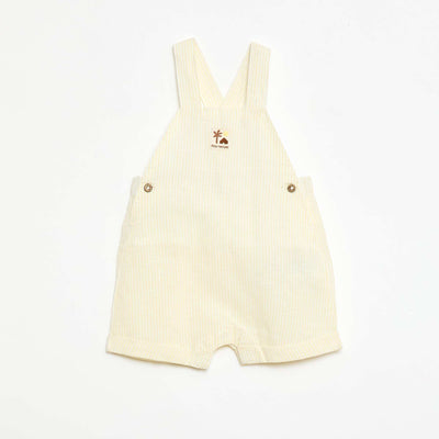 Salopette short en coton et lin JAUNE