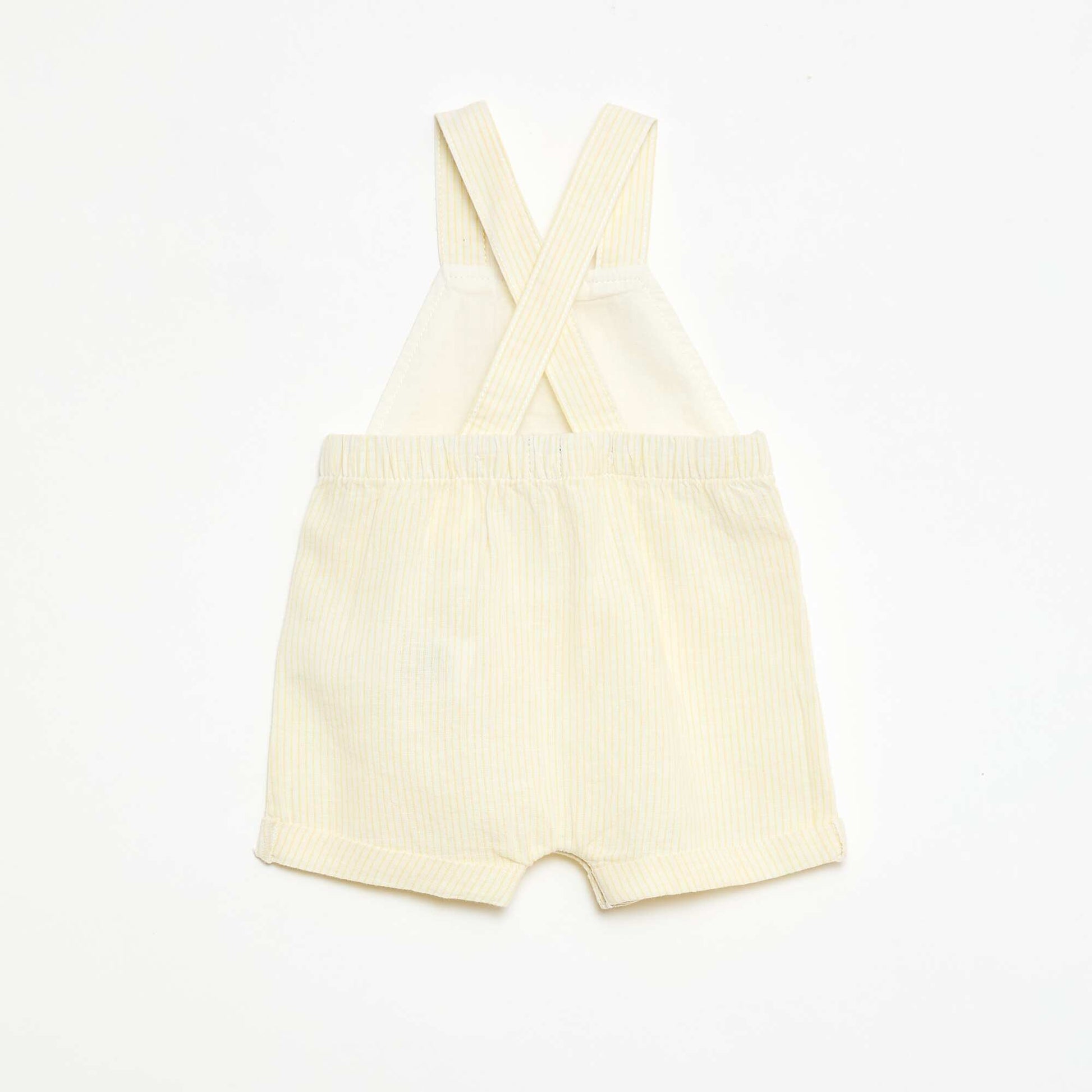 Salopette short en coton et lin JAUNE