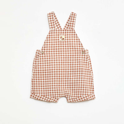 Salopette short en coton et lin MARRON
