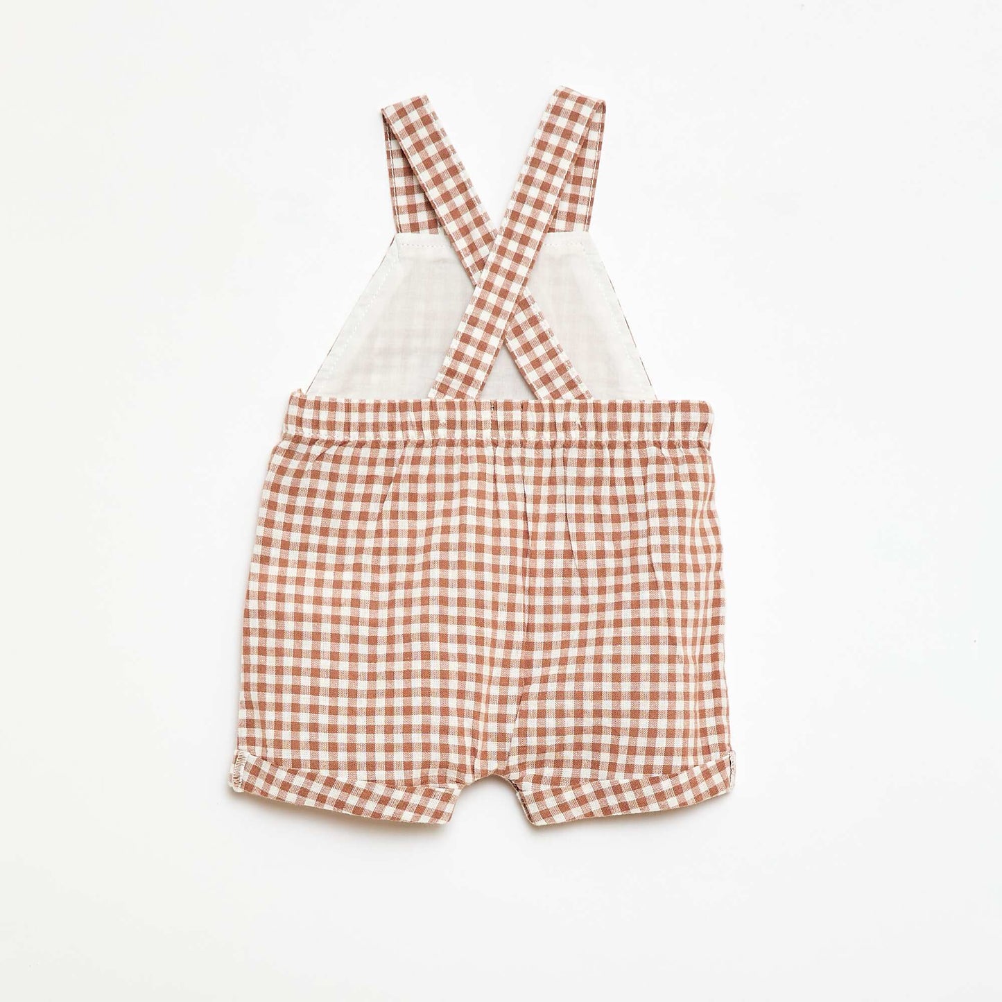 Salopette short en coton et lin MARRON